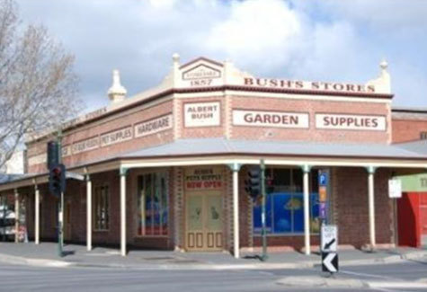 Building with historical signage